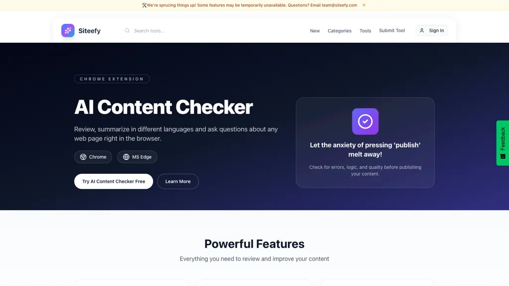 Siteefy content checker screenshot
