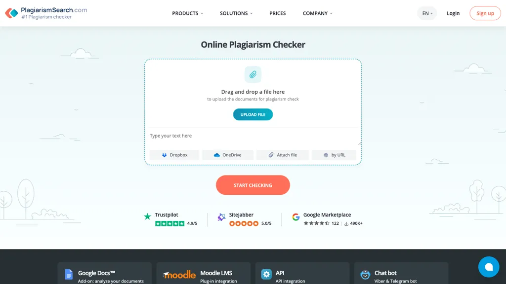 Plagiarismsearch.com screenshot