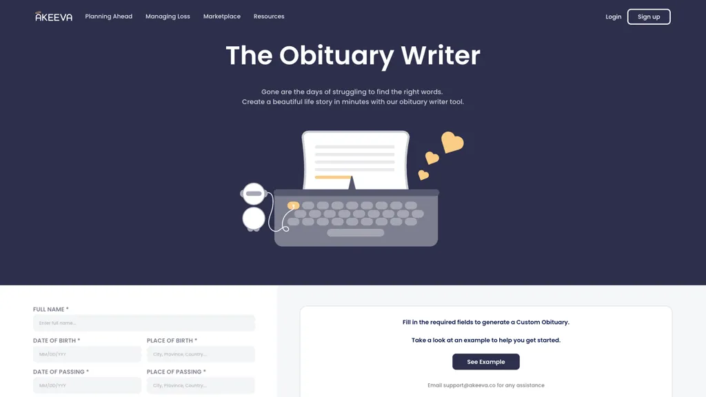 Obituary Writer screenshot
