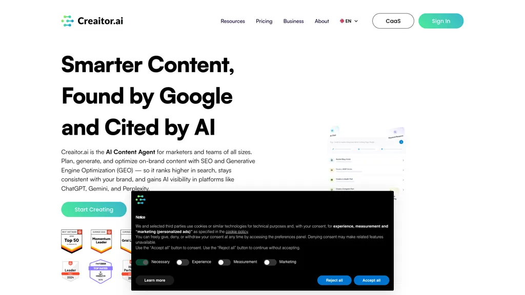 Creaitor AI screenshot