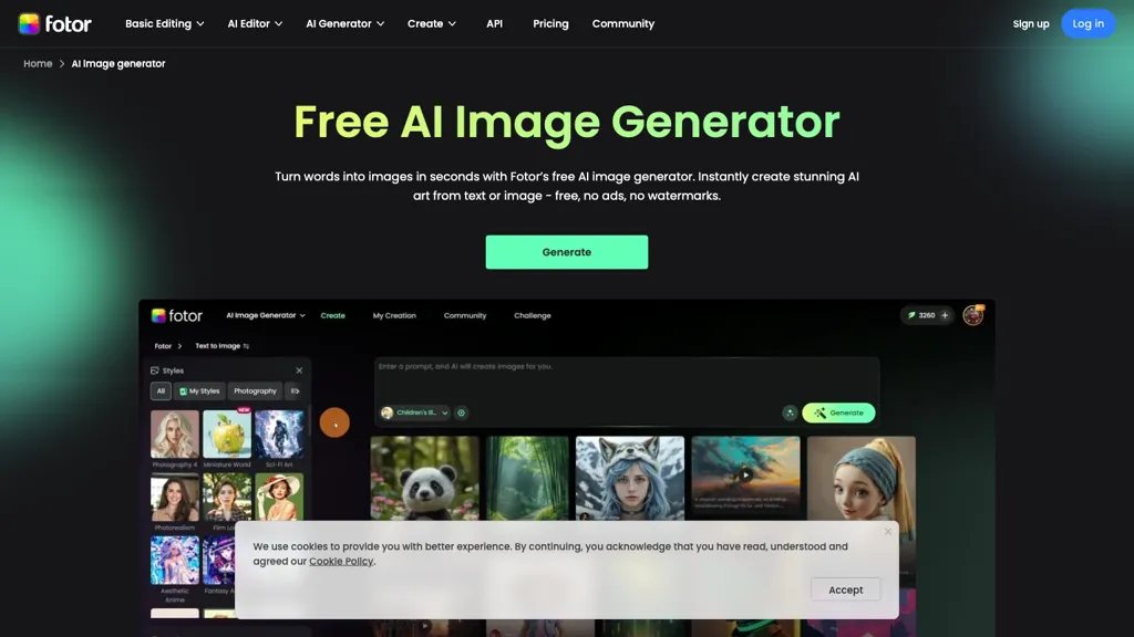 Fotor image generator screenshot