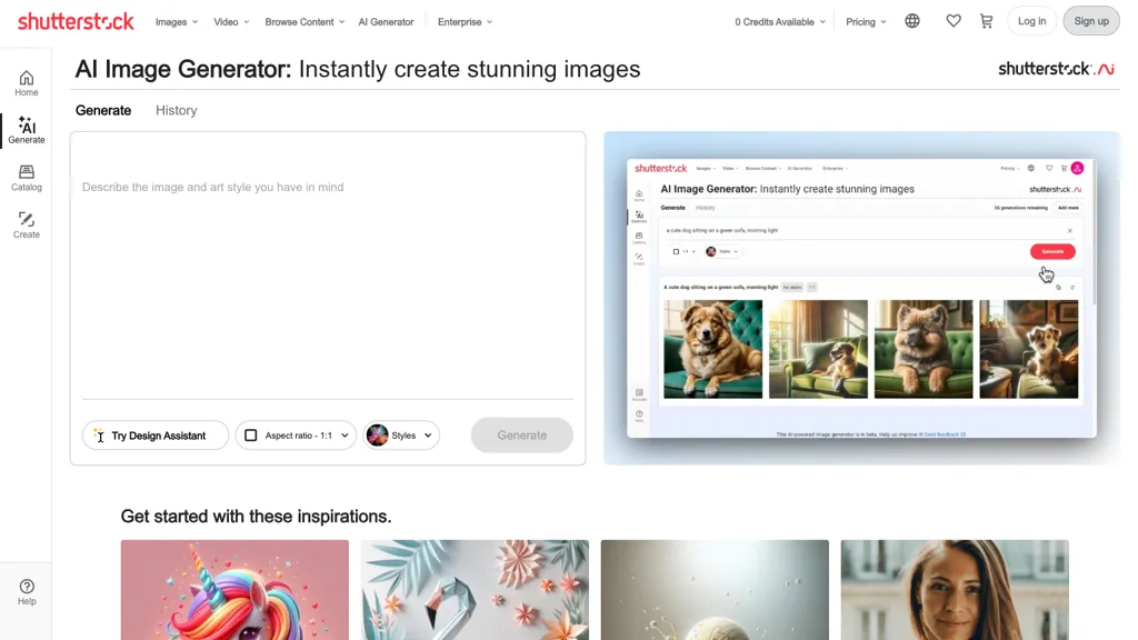 Shutterstock Image generator screenshot