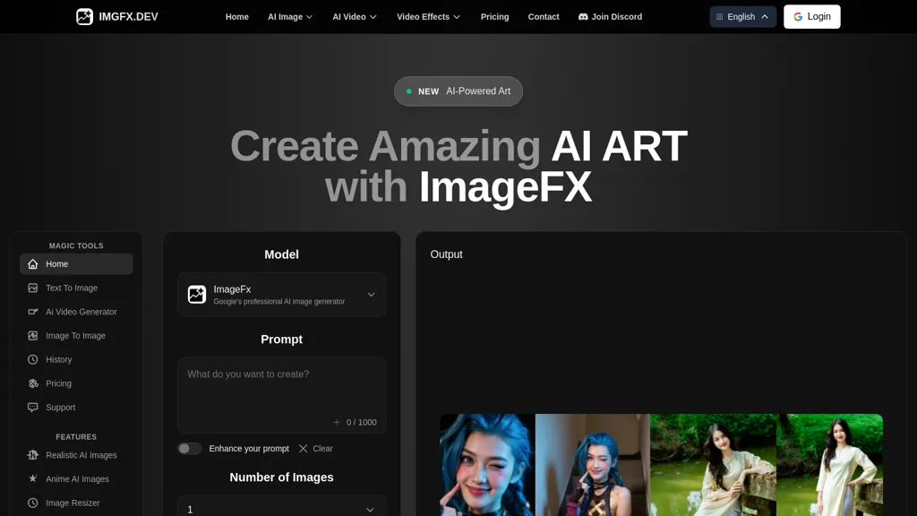 ImageFX.dev screenshot