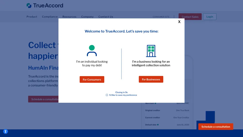 trueaccord.com screenshot