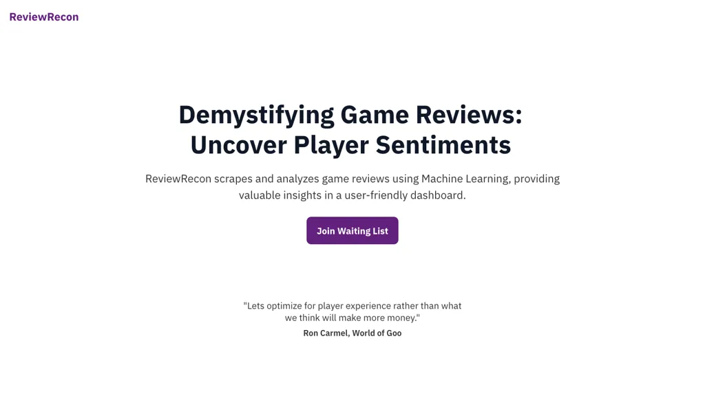 ReviewRecon screenshot