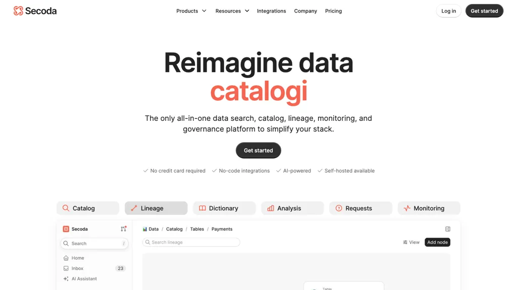 Secoda AI screenshot