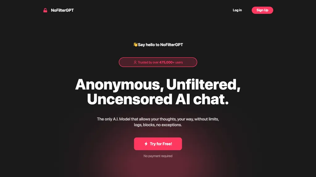 NoFilterGpt.com screenshot