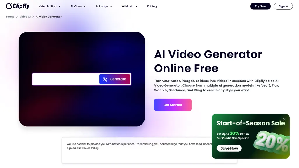 Clipfly AI Video Generator screenshot