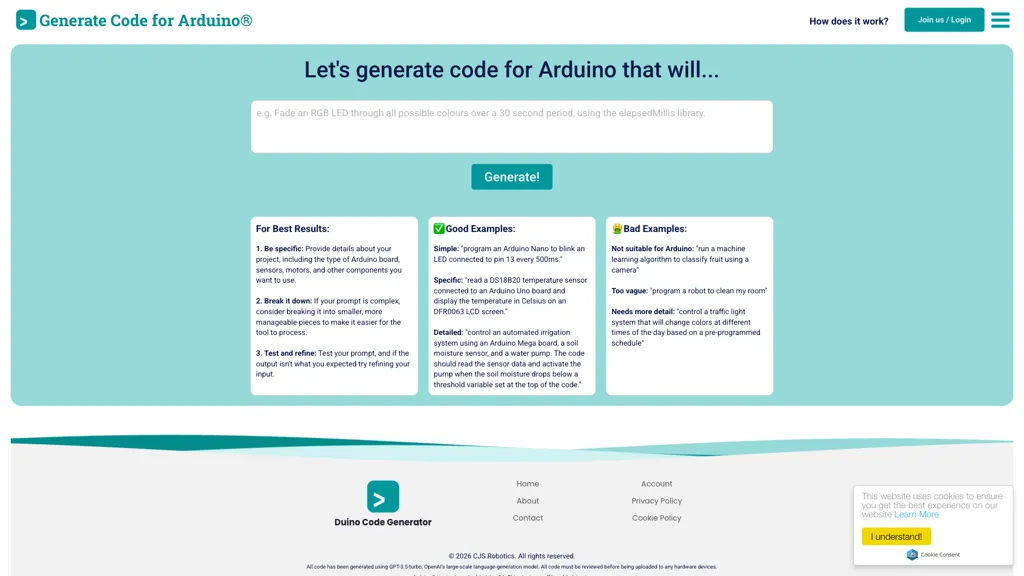 Duino Code Generator screenshot