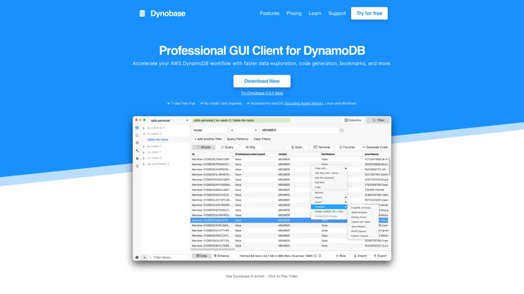 Dynobase screenshot