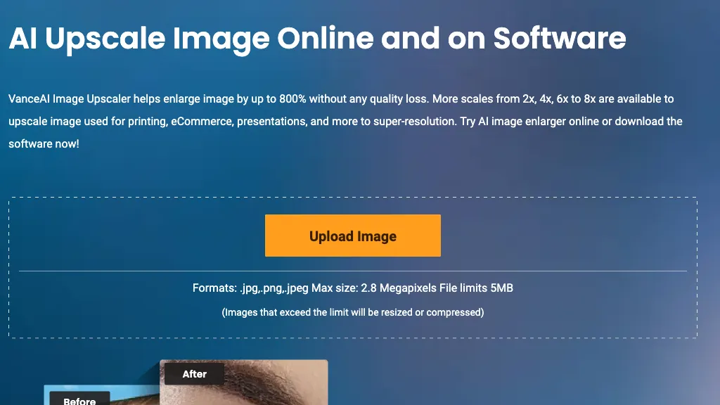 VanceAI Image Upscaler screenshot