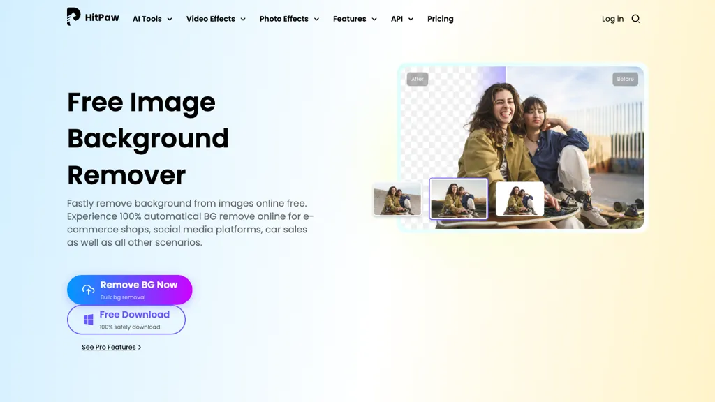 Background remover from photo by Hitpaw screenshot