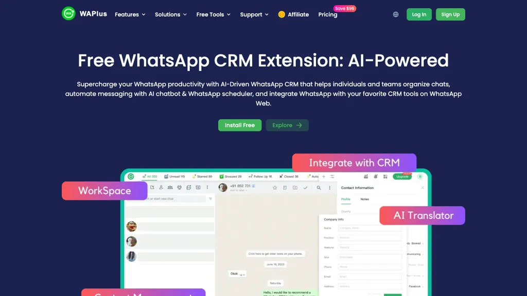 WAPlus - AI WhatsApp CRM screenshot