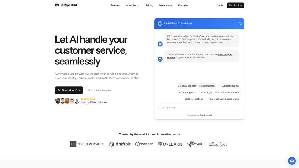 SiteSpeakAI screenshot