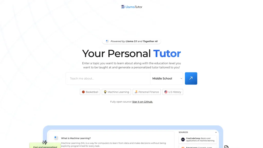 Llama Tutor screenshot