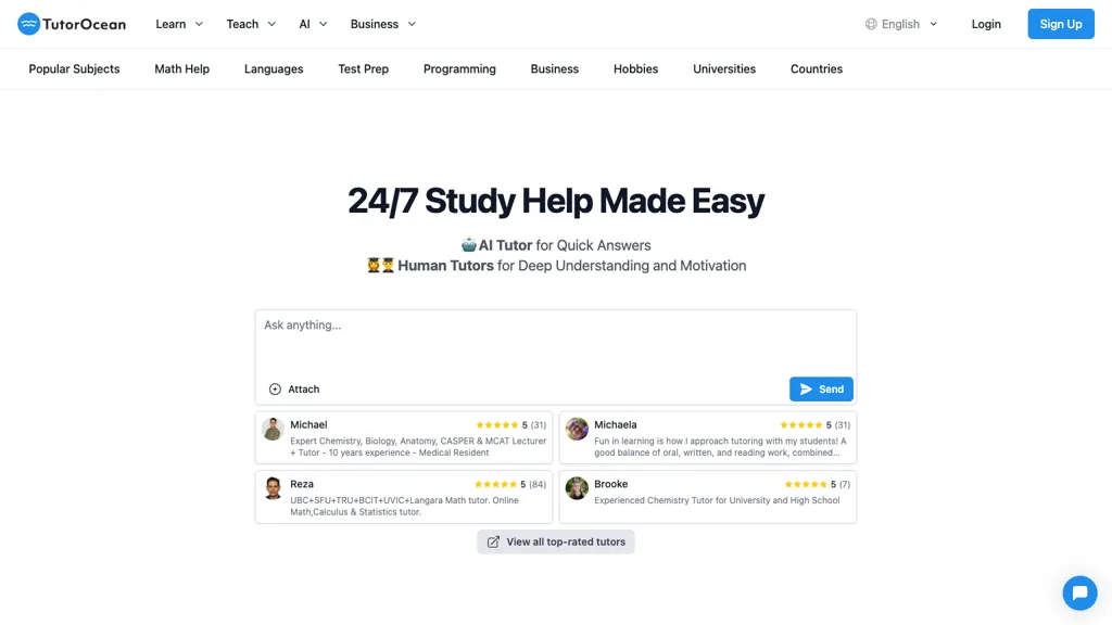 tutorocean.com screenshot