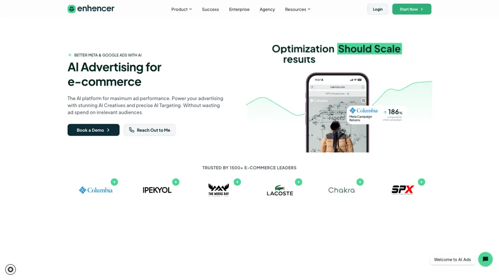 Enhencer.com screenshot