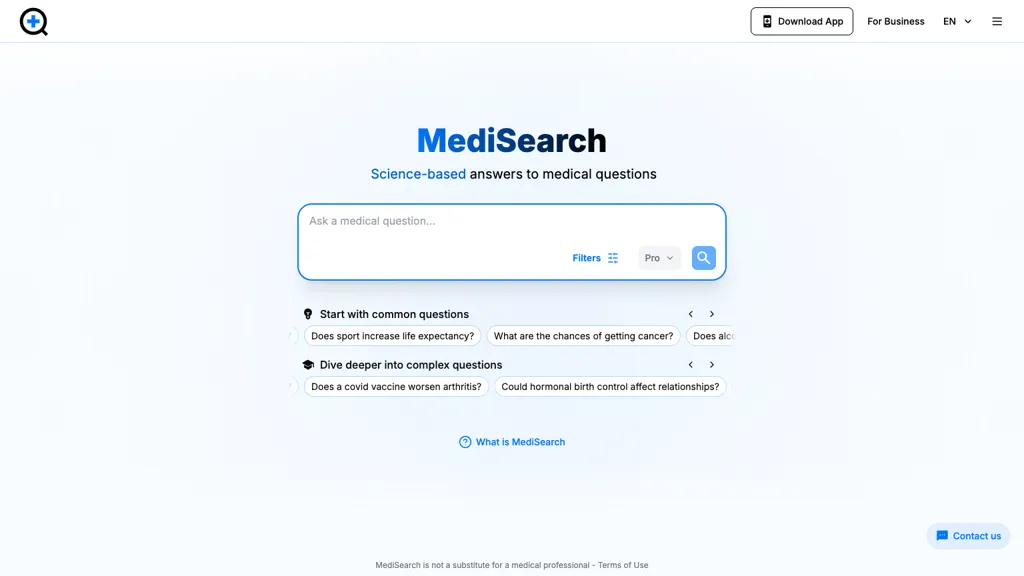 MediSearch screenshot