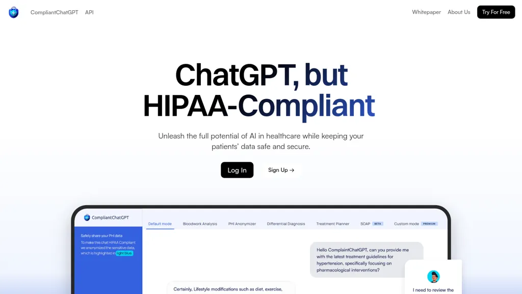 CompliantChatGPT screenshot
