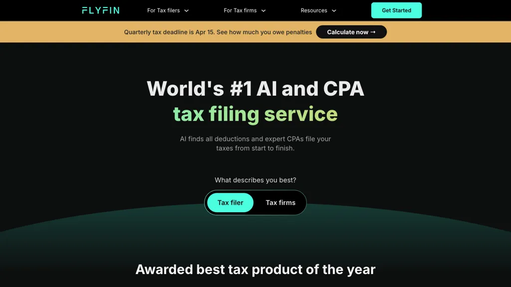 Flyfin tax screenshot
