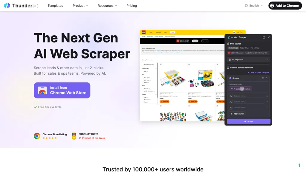 Summarize by Thunderbit screenshot
