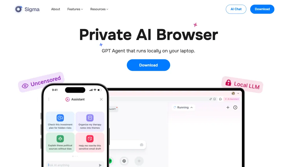 Sigma Browser screenshot