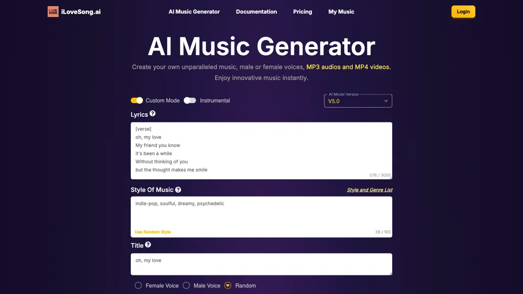 Ilovesong.ai screenshot