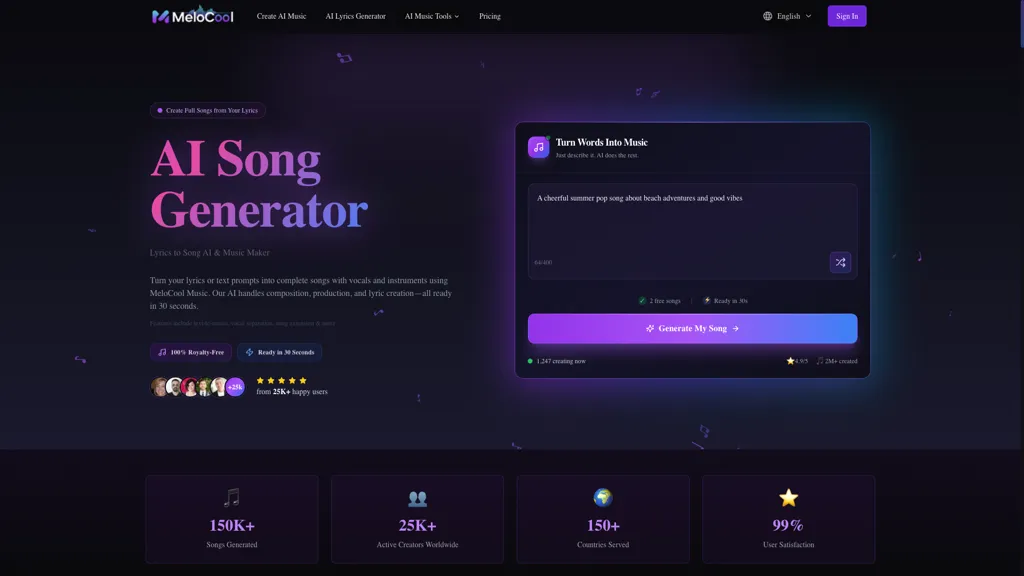 LyricsToSongAI screenshot