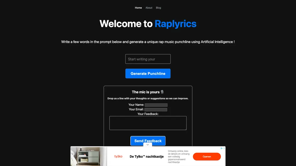 Raplyrics screenshot