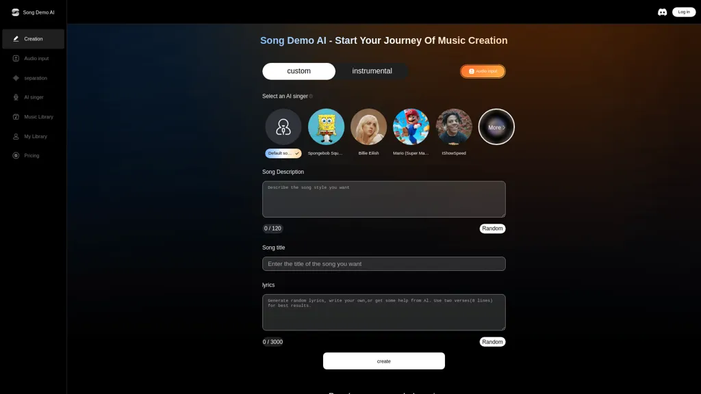 SONGDEMO.AI screenshot