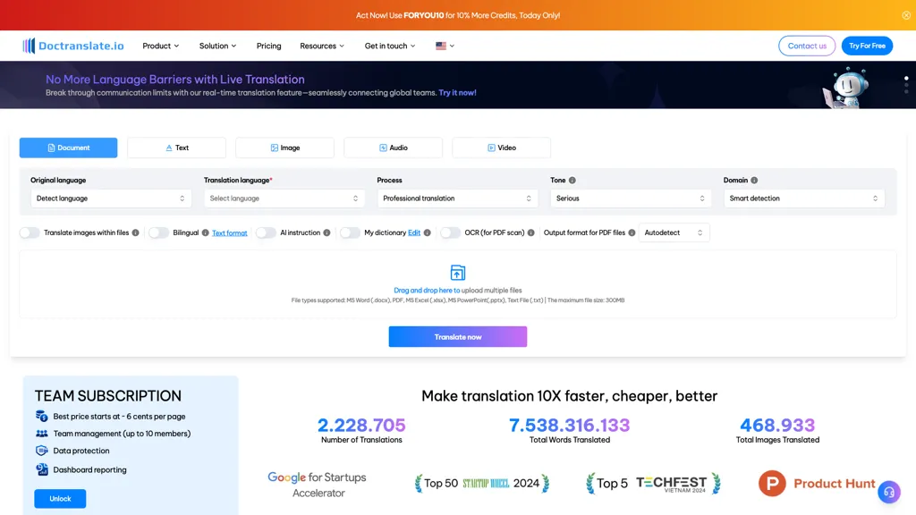 DocTranslate.io screenshot