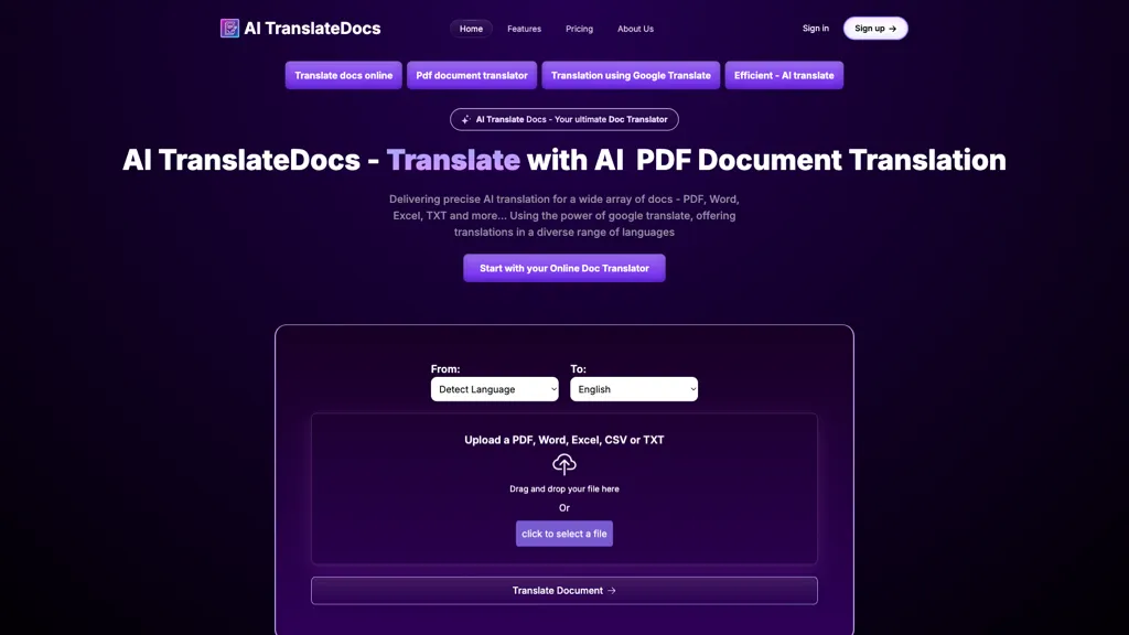 AI TranslateDocs screenshot