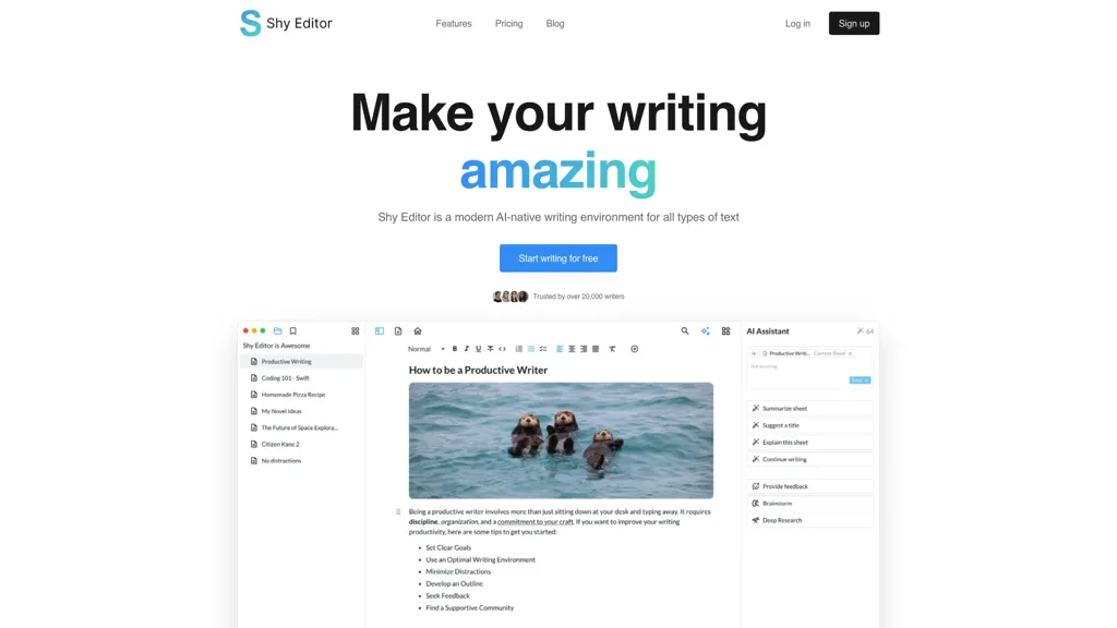 Shy Editor screenshot