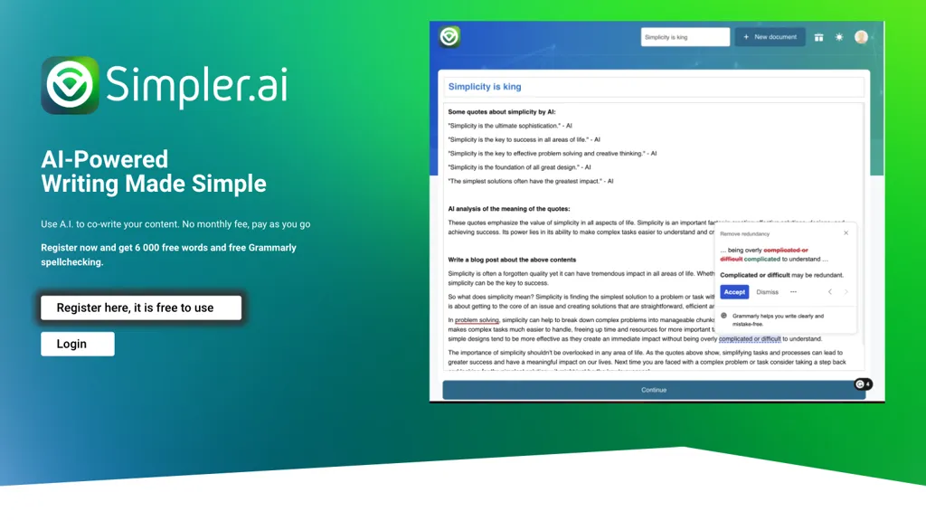 Simpler.ai screenshot