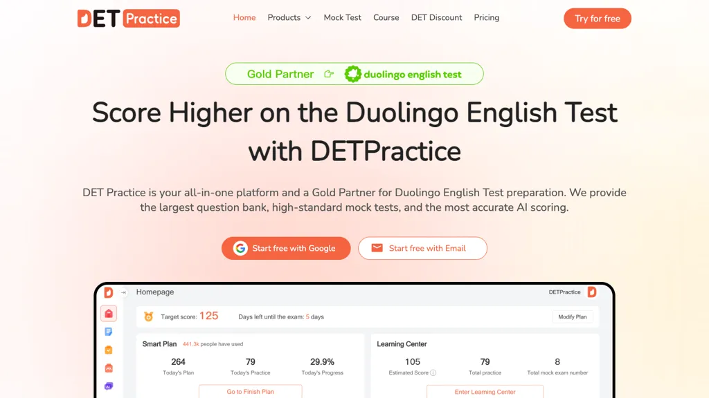 DET Practice screenshot