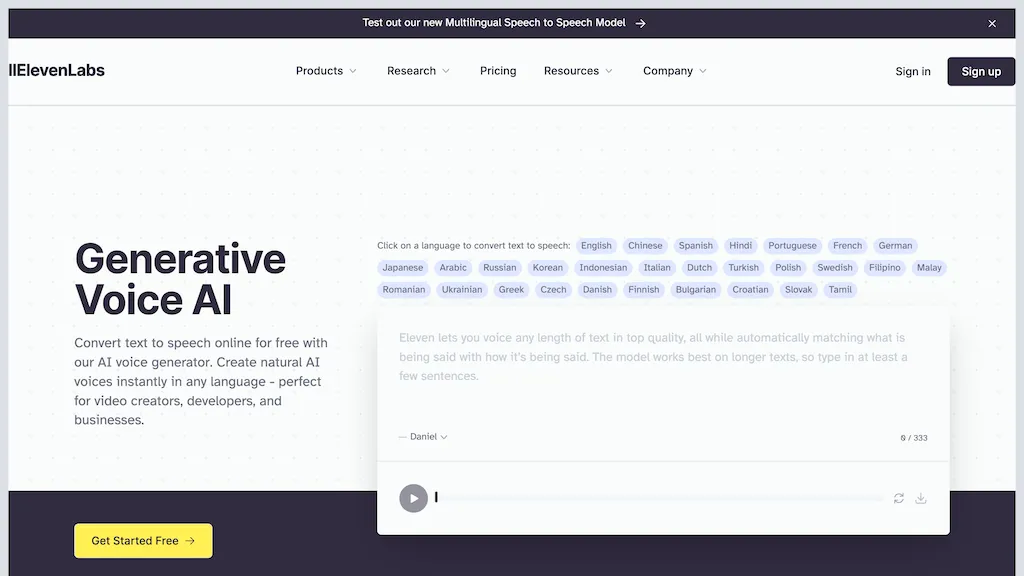 Eleven Labs screenshot