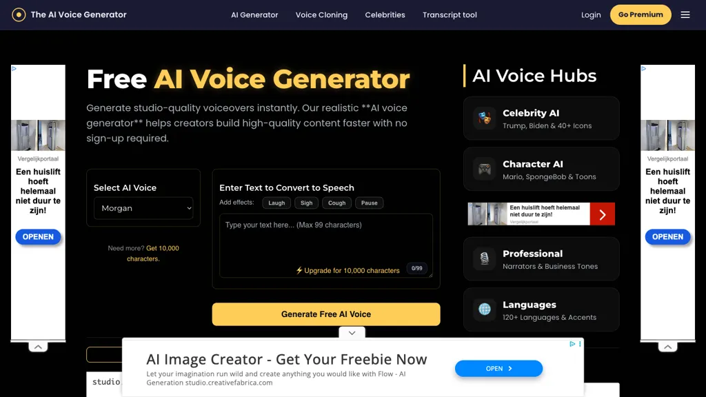 The AI Voice Generator screenshot