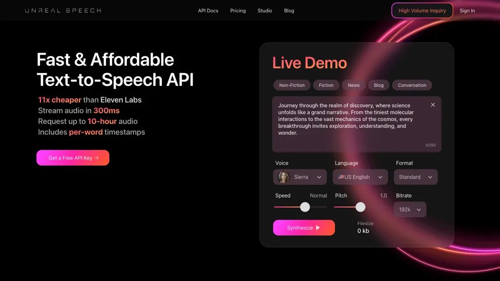 Unreal Speech screenshot