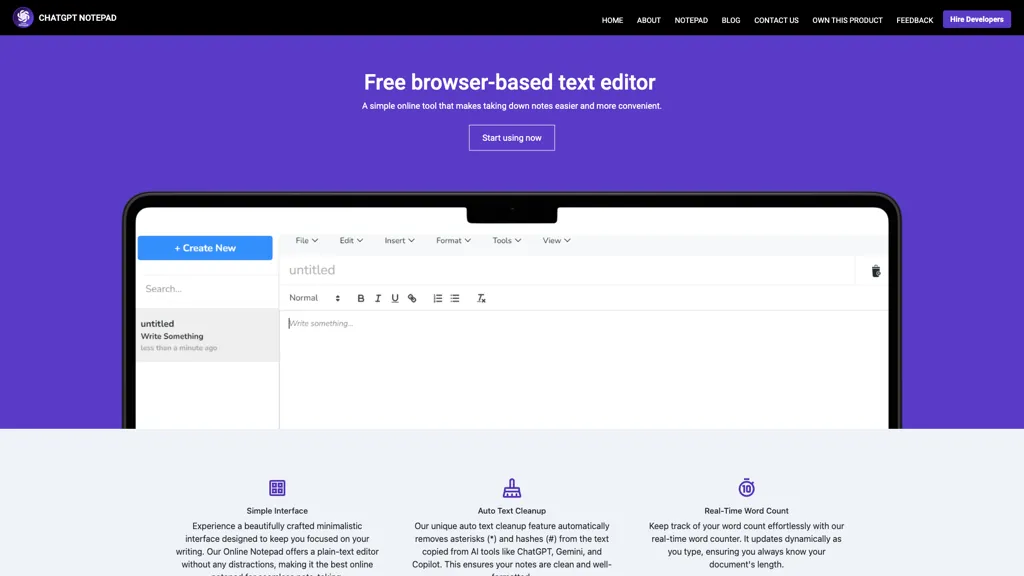 ChatGPT Notepad screenshot