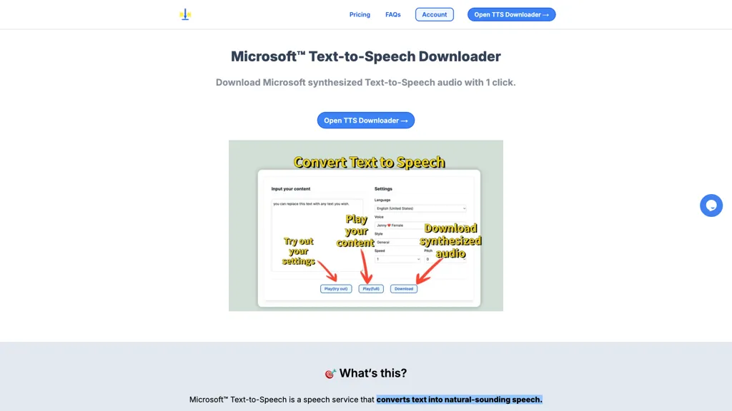 Ms text-to-speech downloader screenshot