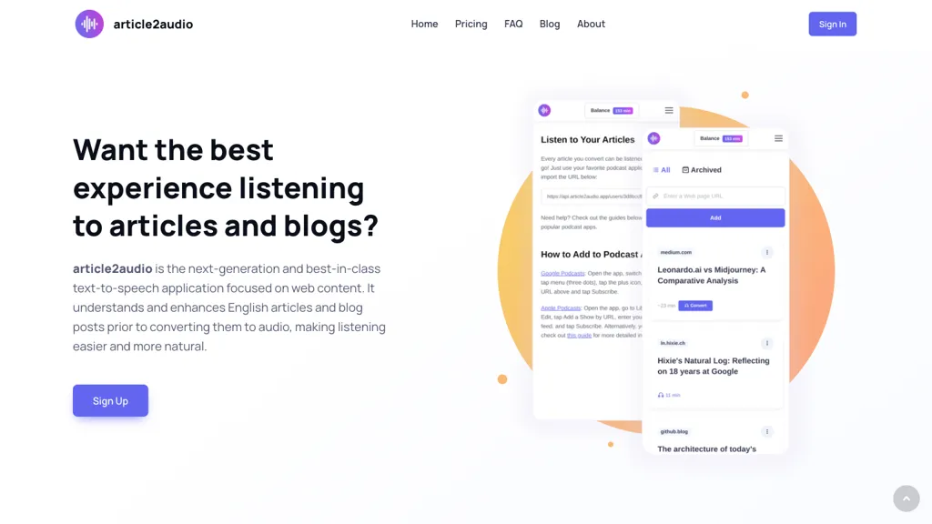 article2audio screenshot