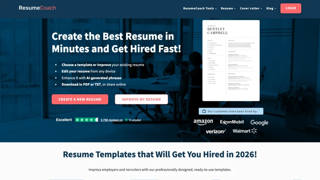 Resumecoach.com screenshot