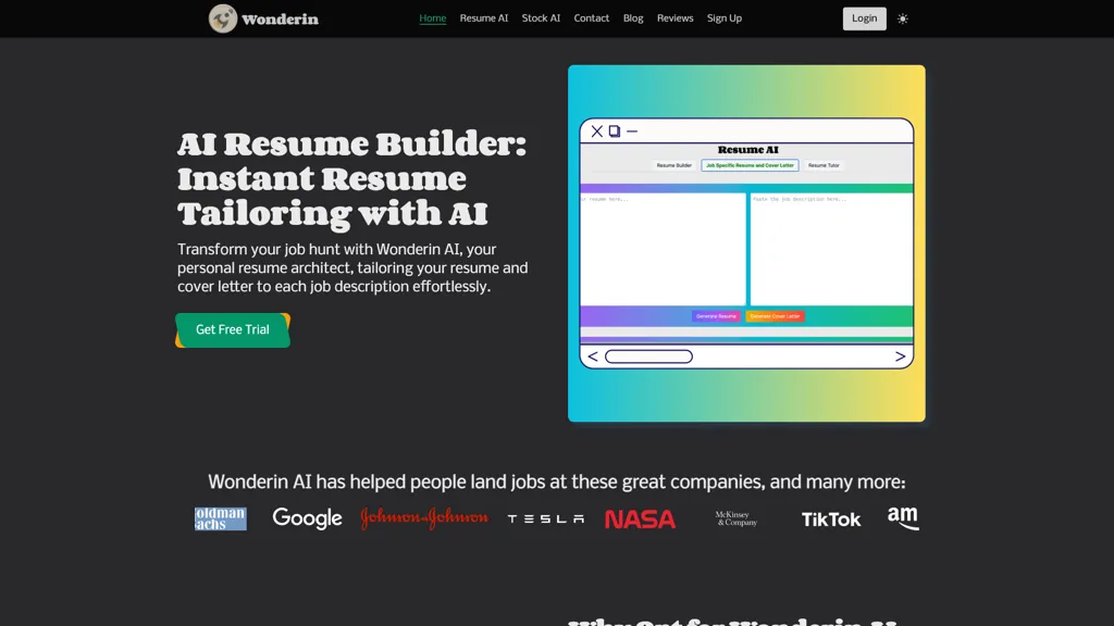 Wonderin Resume AI screenshot