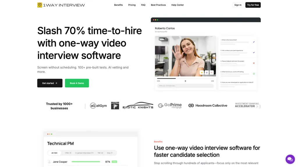 1Way Interview screenshot