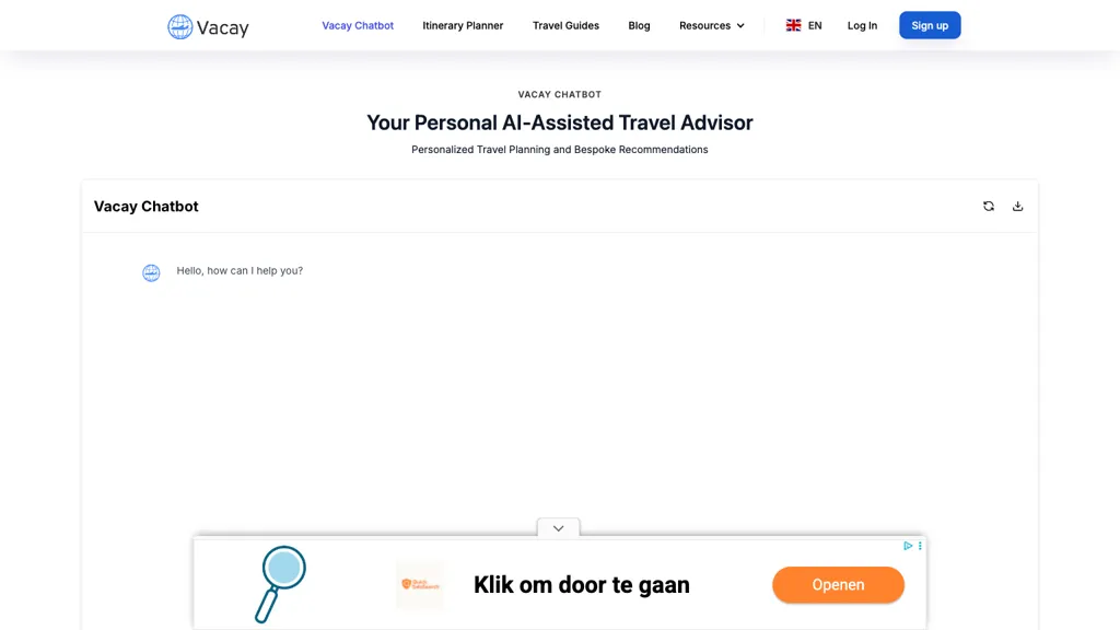 Vacation & Travel Chat (GPT) screenshot