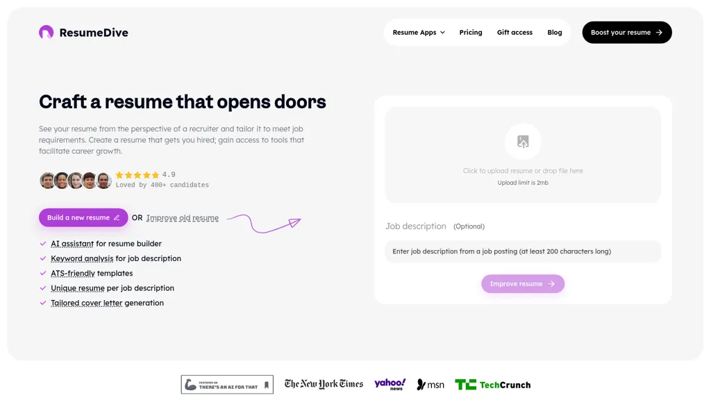 ResumeDive screenshot
