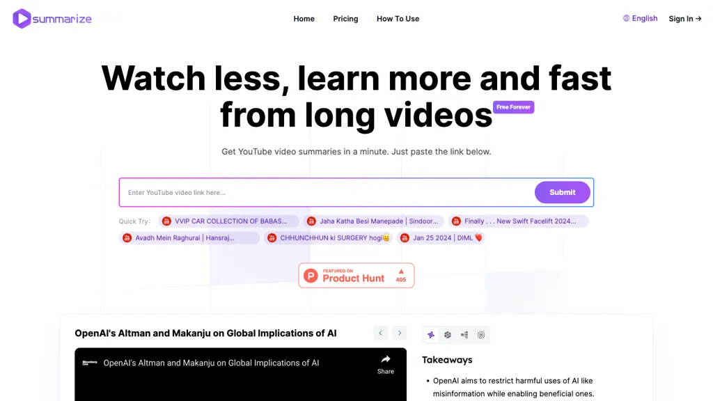 Summarize-Youtube Video Summarizer screenshot
