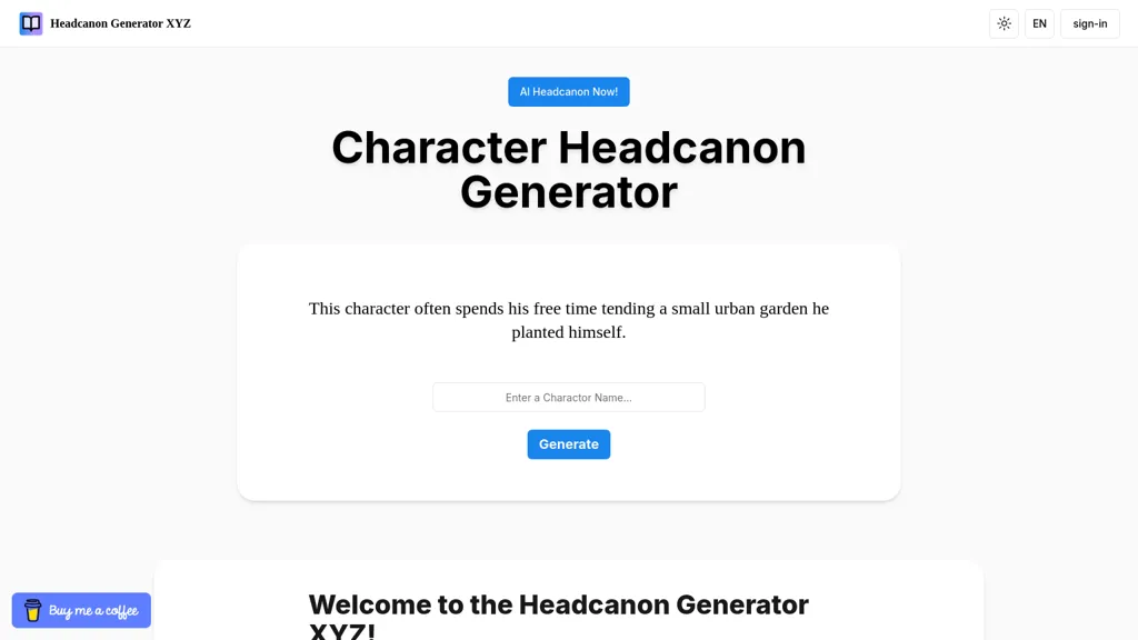 Headcanon Generator XYZ screenshot