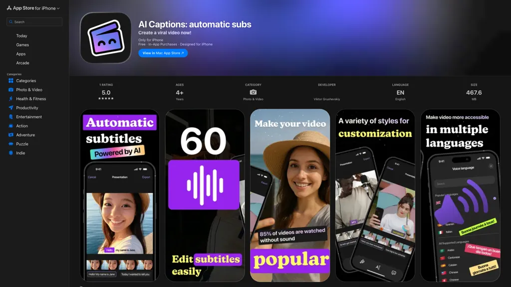 Captions Sync: AI Recognition screenshot