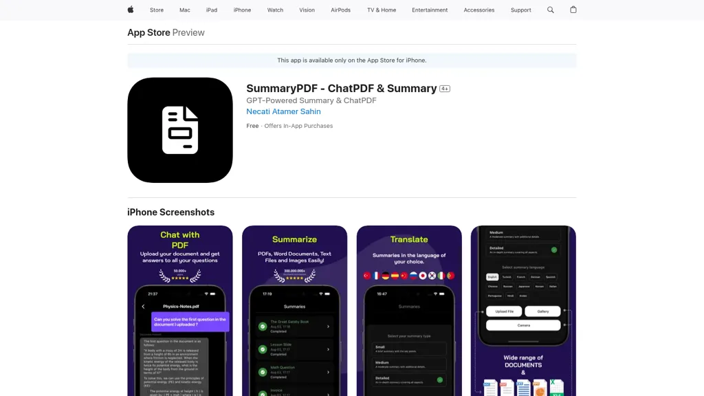 SummaryPDF screenshot